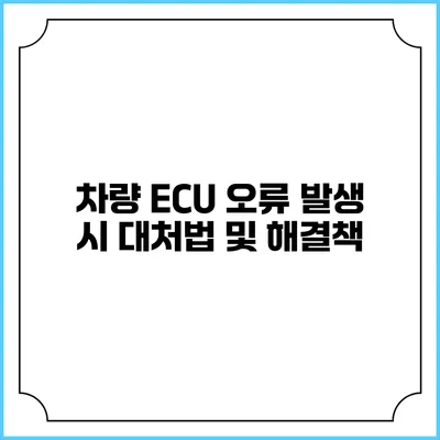 차량 ECU 오류 발생 시 대처법 및 해결책
