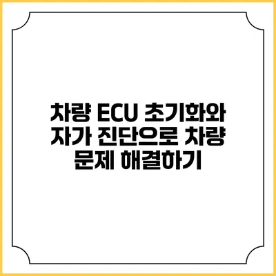 차량 ECU 초기화와 자가 진단으로 차량 문제 해결하기