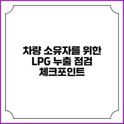 차량 소유자를 위한 LPG 누출 점검 체크포인트