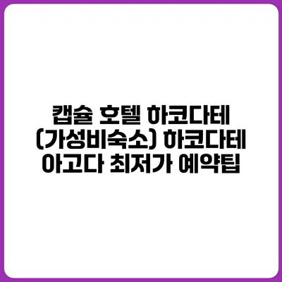 캡슐 호텔 하코다테 (가성비숙소) 하코다테 아고다 최저가 예약팁