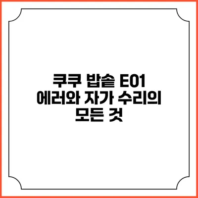 쿠쿠 밥솥 E01 에러와 자가 수리의 모든 것