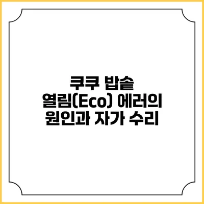 쿠쿠 밥솥 열림(Eco) 에러의 원인과 자가 수리