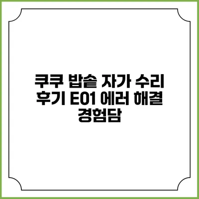 쿠쿠 밥솥 자가 수리 후기 E01 에러 해결 경험담