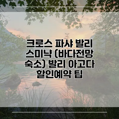 크로스 파샤 발리 스미냑 (바다전망 숙소) 발리 아고다 할인예약 팁