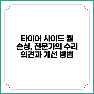 타이어 사이드 월 손상, 전문가의 수리 의견과 개선 방법
