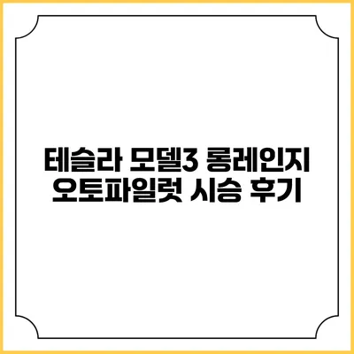 테슬라 모델3 롱레인지 오토파일럿 시승 후기