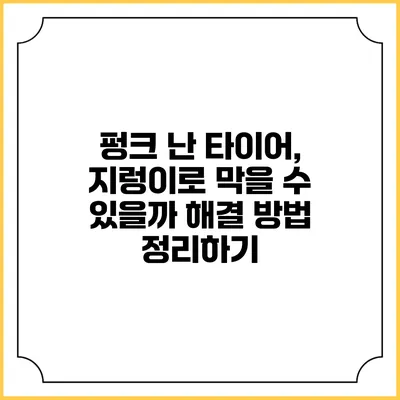 펑크 난 타이어, 지렁이로 막을 수 있을까? 해결 방법 정리하기