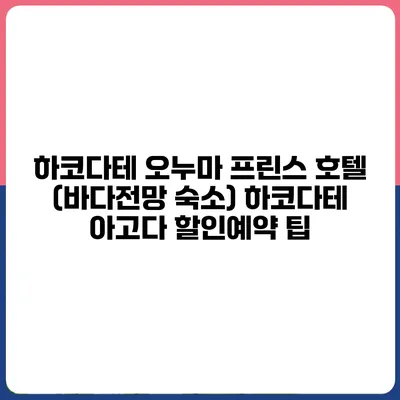 하코다테 오누마 프린스 호텔 (바다전망 숙소) 하코다테 아고다 할인예약 팁