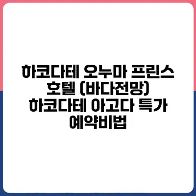 하코다테 오누마 프린스 호텔 (바다전망) 하코다테 아고다 특가 예약비법
