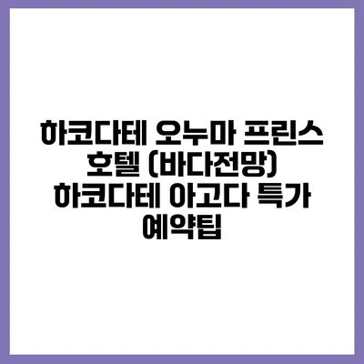 하코다테 오누마 프린스 호텔 (바다전망) 하코다테 아고다 특가 예약팁