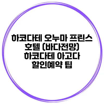 하코다테 오누마 프린스 호텔 (바다전망) 하코다테 아고다 할인예약 팁