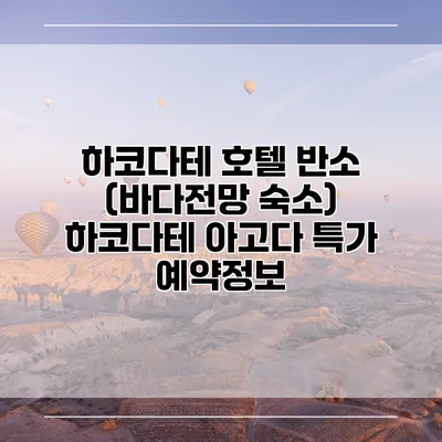 하코다테 호텔 반소 (바다전망 숙소) 하코다테 아고다 특가 예약정보