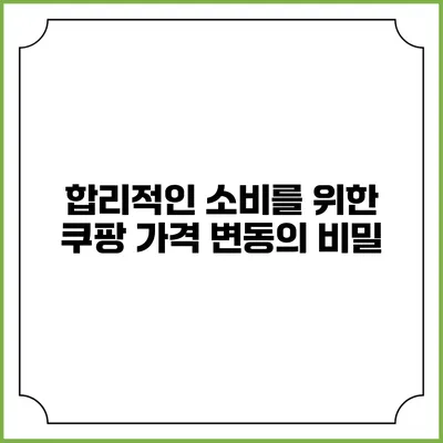 합리적인 소비를 위한 쿠팡 가격 변동의 비밀