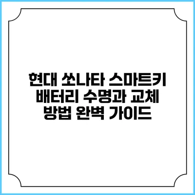 현대 쏘나타 스마트키 배터리 수명과 교체 방법 완벽 가이드
