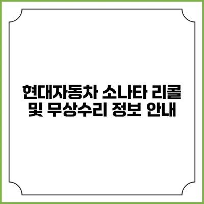 현대자동차 소나타 리콜 및 무상수리 정보 안내