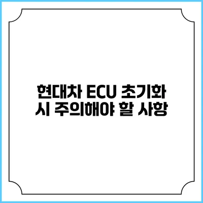 현대차 ECU 초기화 시 주의해야 할 사항