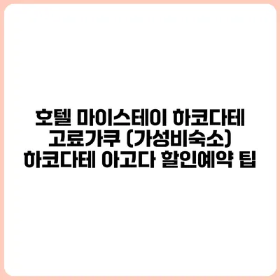 호텔 마이스테이 하코다테 고료가쿠 (가성비숙소) 하코다테 아고다 할인예약 팁