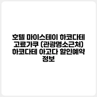 호텔 마이스테이 하코다테 고료가쿠 (관광명소근처) 하코다테 아고다 할인예약 정보