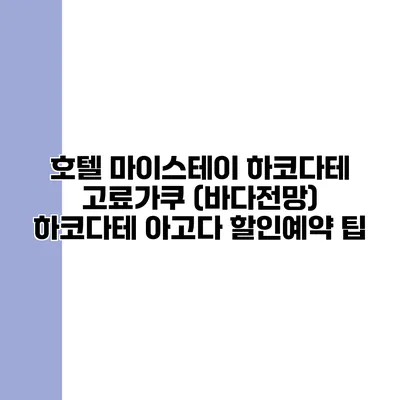 호텔 마이스테이 하코다테 고료가쿠 (바다전망) 하코다테 아고다 할인예약 팁