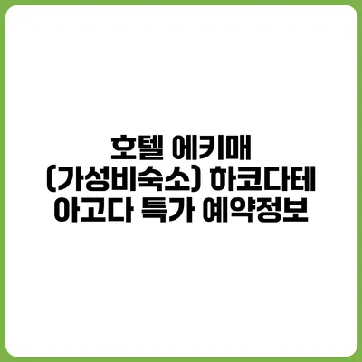 호텔 에키매 (가성비숙소) 하코다테 아고다 특가 예약정보
