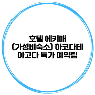 호텔 에키매 (가성비숙소) 하코다테 아고다 특가 예약팁