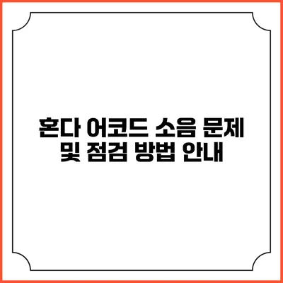혼다 어코드 소음 문제 및 점검 방법 안내